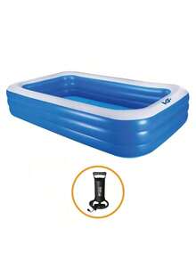 Blue Rectangular Inflatable Pool 540 Liters 180cm PVC With VG Plus Inflation Pump - 藍色 - 查看 1