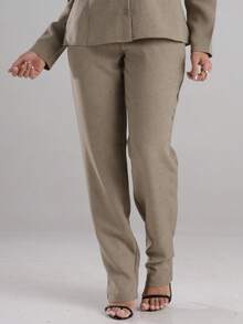 Sensory Fabric Pants With Button, Zipper And Pockets - Khaki - View 3