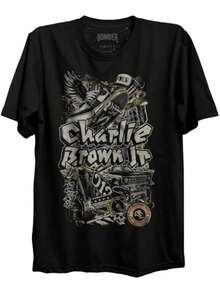 T-Shirt Band Manga CharlieBrown Jr International Music Unisex Male Female 100% Cotton Top Premium Streetwear Launch Immediate Shipping Various Colors!! Plus Size - 黑色 - 查看 1