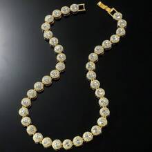 1pc Hip-Hop Style Diamante Linked Chain Necklace, Unisex Daily Accessories