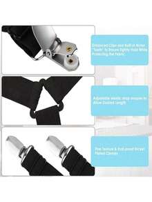 2/4/5 件床笠夹床单固定带，将床单固定在位，坚固加厚床单吊带，对角拉伸床单固定带，床单紧固件夹，适用于床上用品 - 黑色 - 查看 9