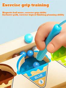 儿童木制磁性颜色数字迷宫，木制颜色分类迷宫，木制颜色匹配学习计数拼图板，蒙特梭利计数配对游戏颜色分类板，蒙特梭利精细动作技能玩具，磁性玩具，磁性游戏。适合3岁以上儿童 - 彩色 - 查看 7