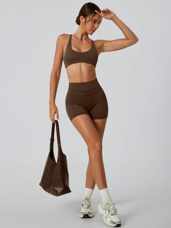 NcmRyu 1 Set Women's Fashion Elastic Sports Bra And Shaping Leggings Fitness Workout Suit