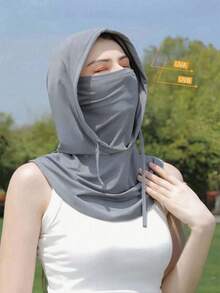 2/1pc - Unisex Outdoor UV Protection Face Mask & Hat Combo With Ice Sleeve, Breathable Ice Silk Balaclava - All-In-One Face & Neck Covering Adjustable Drawstring, Suitable For Outdoor Activities, Fishing, Hiking, Summer Sun Hat With Neck Gaiter, Essential For Sun Protection Ski Masks - Multicolor - View 4