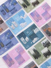 Mini Magnetic Bookmarks 2pcs/Set, Forest, Cloud And Sunset Landscape Printing, School Office Page Clips Marker Holder, Book Readers Supplies Back To School Unique Reading Gift - Multicolor - View 2