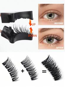 MAGEFY 1Pair Magnetic Eyelash Kit With Magnetic Clips - Natural Looking Reusable False Eyelashes ,Waterproof, 8-12mm Faux Mink Lashes For Everyday Wear, Waterproof,Comic Eyelash Glue Free, Elongated Eye Tail Enlarges Both Eyes,Fluffy Slim For Everyday Use Manga Eyelashes,Summer Travel Essentials 2025, Holiday Gift Guide,Beach Vacation, Camping Trip,Gift For Women&Girls - Lông mi  mắt mèo - Xem 7