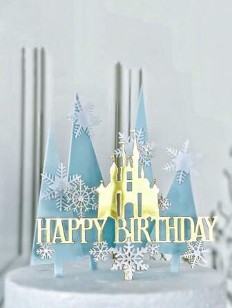 5 st/set tårtdekorationer, snöflingeslott i akryl för födelsedagsfest, tårtdekorationer, sötsaker och muffinsdekorationer