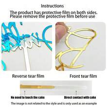 3 chiếc Topper bánh sinh nhật, - Vàng - Xem 4