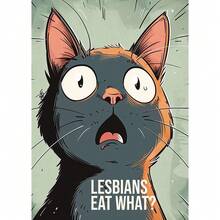 1 buc / 3 buc Postere de perete cu cadru opțional / Înrămat LGBT Lesbiene Eat What Meme Cat Poster Canvas Printing Funny Meme Wall Decor Lesbiene Bar Home Wall Decor Comic Prints Decorare