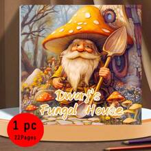 Deluxe Adult Coloring Book - 22 Thick Pages, Single-Sheet Dwarf's Fungal House Fantasy Artwork - Ideal For Halloween, Thanksgiving, Christmas & Holiday Gifts, Book, Back To School, School Supplies