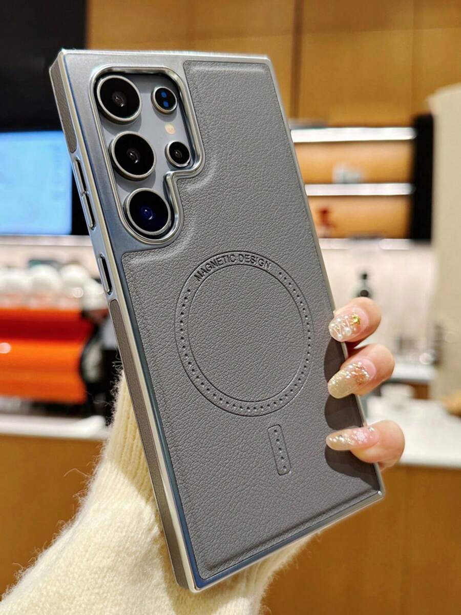 豪华磁性无线充电皮革手机壳适用于三星 Galaxy S25 S24 S23 S22 超防震电镀边框保护套