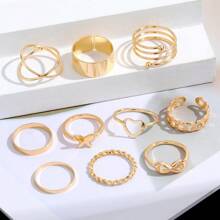 22 anéis boêmios de imitação de pérolas em forma de coração, design exclusivo, anel simples e elegante da moda feminina