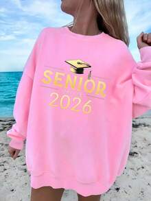 Graduation SENIOR Class Of 2026 Women's Fashion Sweatshirts - 粉色 - 查看 1