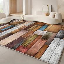 A Large Area Rug/Camping Blanket Suitable For Courtyard/Indoor Use, Featuring A Personalized Retro Wood Plank Pattern In Pastoral Style. Made Of High-Density Material With Non-Slip Bottom Particles, Colorfast, Abrasion-Resistant, And Highly Absorbent. Back To School
