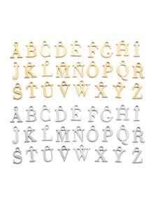 Paquete de 26 piezas de letras mayúsculas del alfabeto A-Z verticales, colgante de joyería DIY, dije perforado creativo para pulsera, collar, accesorios de regalo S128