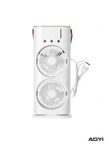 1pc 1500mAh Rechargeable Portable 3-Speed Adjustable Powerful Desk Mist Fan With Lighting, USB Charging Cable - Multicolor - View 12