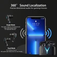 Lenovo LP6 Gaming Ohrstöpsel | Tiefe Bass-Immersion | Verzögerungsfreie Gruppen-Chat | Sofortiger Umschalten zwischen zwei Geräten | Klare Face-to-Face Anrufe | Plattformübergreifend für Android/iOS | 50 Stunden Dauerbetrieb