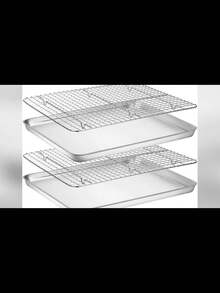 盘子套装万圣节不锈钢烤盘烤架冷却架套装、蒸锅和烤箱架、厨房和户外便携式烧烤盘、不粘表面、适合烤牛排、线性或网状滴水架，可用于烤箱和洗碗机。烹饪、返校、夏季、万圣节、圣诞节必备 - 彩色 - 查看 8