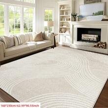 Soft Nordic Simple Lines Area Rug, Comfortable For Bedroom, Living Room, Study, Entryway, Office, Room Decor As Floor Mat, Modern Polyester Absorbent Floor Mat, Washable & Non-Slip, Carpet For Living Room - Indoor All-Season Home Decor, Rugs For Bed Room, Living Room Large Rugs, Beige/Cream Tones, Bedroom Rug, Living Room Dector | Bedroom Dector