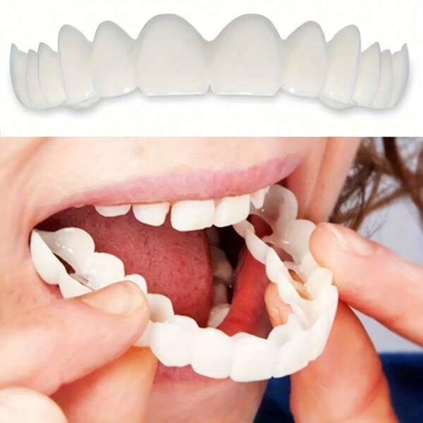 Easy-To-Use Dental Veneer Set - Durable Plastic Dental Aligners For Upper And Lower Teeth Alignment, Fashion Accessories