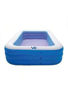 Blue Rectangular Inflatable Pool 540 Liters 180cm PVC With VG Plus Inflation Pump - 藍色 - 查看 3