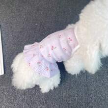 1pc Breathable Thin Dog Clothes, Suspender Princess Dress Outfit For Small Dogs Like Teddy, Bulldog, Poodle With Cute Cherry Print, Suitable For Home & Outing