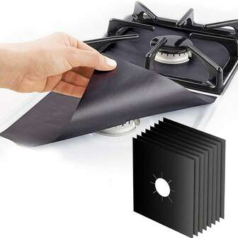 不粘燃气灶保护套，适用于洗碗机 - 黑色 27 厘米 X 27 厘米 玻璃纤维 易于安装