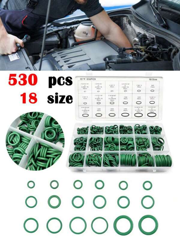 530 Stücke 18 Größen Gummi Klimaanlage O-Ringe Universal Reparaturwerkzeuge für Autos Kältemittel Ring Sets mit Kunststoffbox