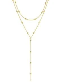 1 Stück Halskette mit doppelter Schicht in Y-Form, moderner minimalistischer Stil, Quaste mit Perlen-Kette, mehrlagige Halskette für Frauen, geeignet für den täglichen Gebrauch, Hochzeit, Party, Geschenk für Freunde und Familie
