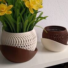 1 szt. Mirage Design Planter, nowoczesna minimalistyczna roślina doniczkowa, tacka na kwiaty, oddychająca konstrukcja, tkany wzór, doniczka do dekoracji domu z naczyniem
