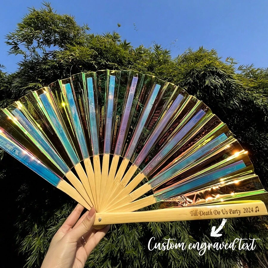 Personalized Custom Clacker Fans ,Graduation Hand Fans, Folding Hand Fan, Hand Fans For Party,Rave Dancing Fan, Iridescent Hand Fan, Rave Fan - Multicolor - View 1