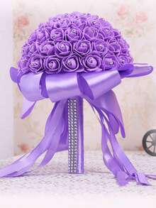 1PC Wedding Bridal Bouquet White Flower Bouquet Lace Ribbon Rhinestone Elegant Bouquet PE Foam Hand Bouquet Flower Simulation White Rose Bouquet Bridal Bouquet Flower Wedding Photography Props Wedding Supplies Wedding Banquet Flower Bouquet Valentine's Day Accessories