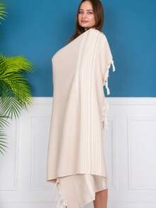 Turkish Beach Towel, Wicker Peshtemal, Peshtemal Beach Towel, Dokubba Peshtemal, Compact, Lightweight, Traditional Turkish Towel 90x180 Cm - Beige - View 4