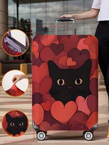 猫图案行李箱盖 18-32 英寸灵活行李箱盖，适用于 18-32 英寸行李箱盖防刮保护器行李箱保护器行李箱盖保护罩防尘罩行李箱防尘罩旅行配件返校、学校用品、商店返校、教室、学校用贝壳包学校配件学校用品
