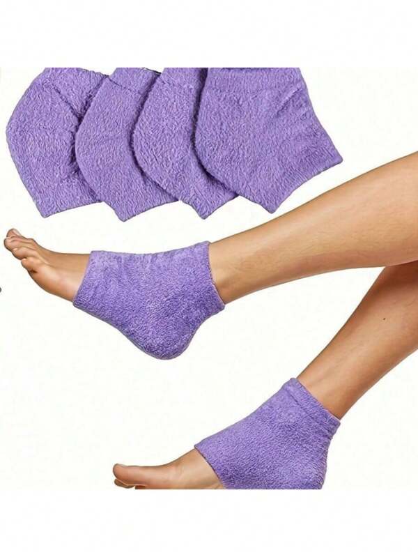 A Pair Of Cracked High-Heeled Moisturizing Socks, Sleeping Socks - Soft Moisturizing High-Heeled Socks Suitable For Women's Dry Cracked Feet, Plush Moisturizing High-Heeled Socks, Relieve Cracked High-Heeled And Dry Feet, Repair Cracked High-Heeled Shoes, (Pink, Purple, Blue, And Green)