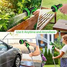 Silver Metal Garden Hose, 50-100 Ft. 304 Stainless Steel Flexible Water Hose , Puncture Resistant, With 10 Adjustable Spray Pattern Nozzles, Heavy Duty Industrial Water Hose, High Temperature Resistant, Low Temperature Resistant, Easy To Water Your Yard, Anti-Kink, Easy To Store And Handle - 銀色 - 查看 7