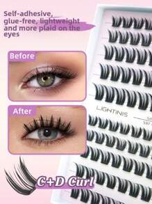 80/100 racimos DIY de pestañas postizas falsas pequeñas y delgadas, pestañas segmentadas, con rizado C+D ligero, pestañas individuales autoinjertas