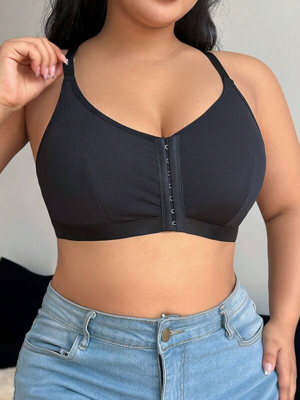 Plus-size effen kleur draadloze zachte en ademende damesbeha