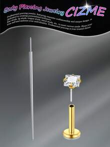 CIZME 2PCS 16G/18G/20G Threadless Push In Nose Studs Stainless Steel Labret Piercing Jewelry For Tragus Monroe Lip Helix Cartilage Earrings Studs For Women Men, Threadless Nose Studs CZ Nose Rings For Women Stainless Steel Labret Studs Lip Rings Push In Flat Back Stud Earrings CZ Nose Nostril Tragus Helix Piercing Jewelry Hypoallergenic - Gold - View 35