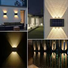 1 pièce Lumière solaire de clôture à 6 LED, éclairage vers le haut et le bas, petite lumière solaire d'escalier, convient pour le patio, le kiosque, la piscine et autres zones extérieures, peut être fixée au mur pour la maison, le jardin, le porche - Noir - Voir 5