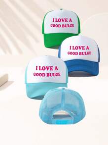 1 pièce Casquette de baseball unisexe à lettres "I LOVE", drôle pour le jour de match, réglable, chapeau de soleil pour l'extérieur, printemps et automne, voyage, vacances à la plage, sports, style Y2K, chapeau de papa, casquette de camionneur respirante en maille, meilleur cadeau de vacances