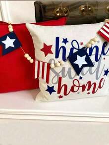 1 pezzo Decorazioni per il Memorial Day Ghirlanda patriottica, Decorazione appesa a fiocco a stelle rosse, bianche e blu per il 4 luglio, Stile rustico fattoria Decorazione per caminetto, parete, portico per il Giorno dell'Indipendenza - Multicolore - Visualizzare 7