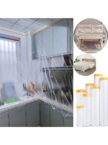 Schweres, wasserfestes und staubdichtes Kunststoffklebeband - klar, mit Klebestreifen als Kratzschutz für Möbel und Böden, geeignet für Heimdekoration, Umzüge und allgemeinen Schutz. Malerschutzfolie, selbstklebendes Plastik-Tropfband für Möbel und Wände, leicht zu entfernen, staubdicht, ideal für Malerarbeiten