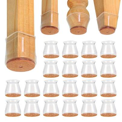 8/16/24pcs Non-Slip Clear Chair Leg Covers With Felt, Round Silicone Chair Legs Floor Protectors,Noise Reducing Furniture Sliders,Table Mats, Chair Mats, Small Gadgets For Restaurant, Hotel, Cafes,Protect The Floor And Reduce Noise