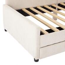 Twin Size L-Shaped Corduroy Daybed,Upholstered Bed Frame With  2 Storage Drawers, Beige-9513 - Multicolor - View 8