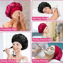 1/2/3pcs Silk Bonnet For Sleeping, Satin Hair Bonnets, Soft Elastic Band Silk Sleep Cap, Silk Hair Wrap For Curly Hair (Black Gold)
