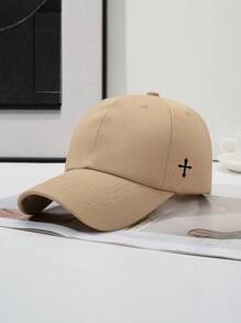1pc Men's Casual Simple Cross Print Pattern Adjustable Baseball Cap, Suitable For Everyday And Travel Outfits