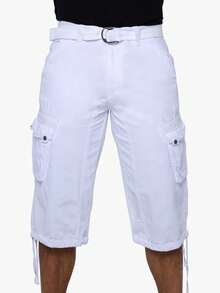 X RAY Men's Belted Snap Detail Cargo Shorts - 白色 - 查看 5