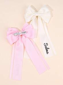 عقدة الفراشة شعر أبيض وزهري للبنات، مطبوع باسم مخصص، عقدة الفراشة زهري ذو لون أحادي، ذيل طويل، مشبك شعر كبير أنيق للمراهقات، اكسسوارات شعر يومية متعددة الوظائف، زخرفية، بحرف، أنيقة، حديثة، ملونة، جميلة، عادية، مخصصة، شخصية، فريدة، هدايا مثالية للرجال والنساء والأبناء والبنات