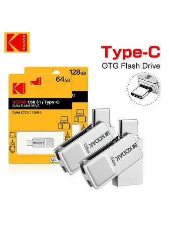  Kodak K223C USB 3.1 Typ-C 2-i-1-minne med hög hastighet, 64 GB 128 GB